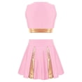 thumbnail image 2 of TiaoBug Kids Girls Cheer Leader Uniform Sleeveless V Neckline Crop Top+Skirt Halloween Outfit Light Pink 10, 2 of 5