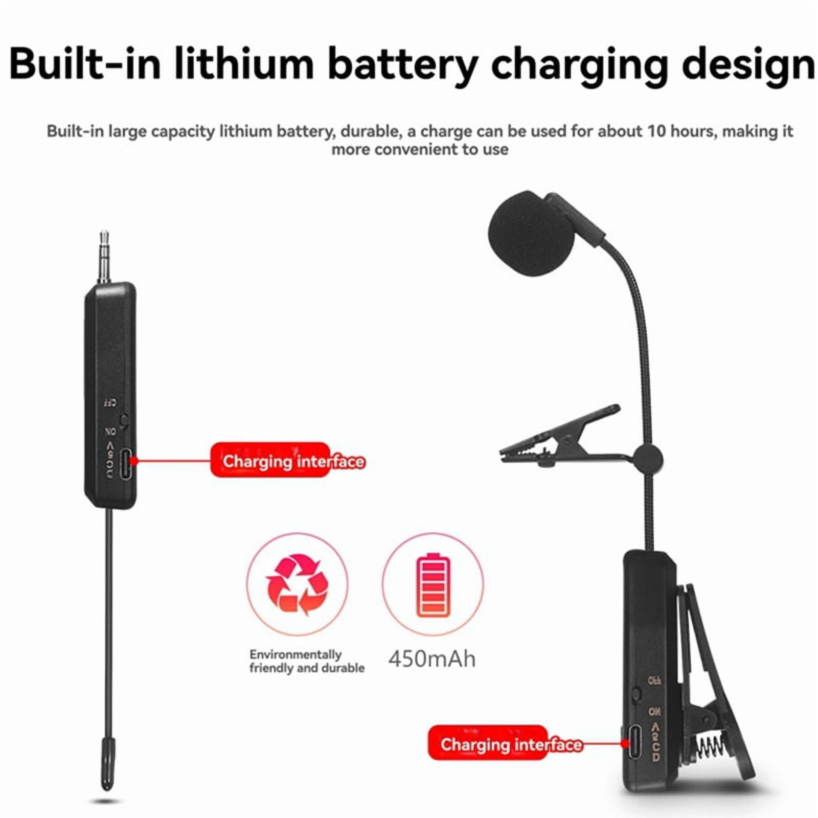 Wireless Saxophone Microphone System, Clip on Instrument Microphone for Saxophones 2 Microphone