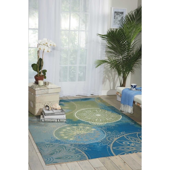 Nourison Home & Garden Indoor/Outdoor Blue 7'9" x 10'10" Area Rug, (8x11)