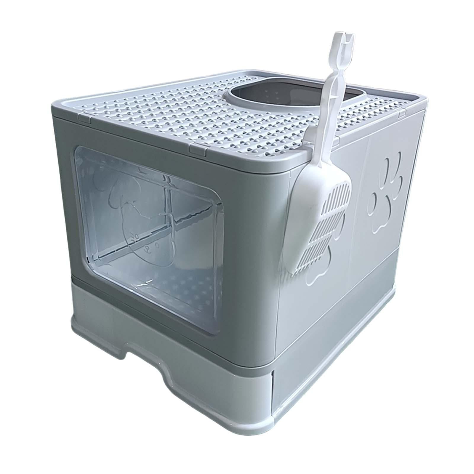Bvdfgk Hooded Cat Litter Box with Lid, Indoor Cats Litter Box Enclosed Cat Toilet with Gray
