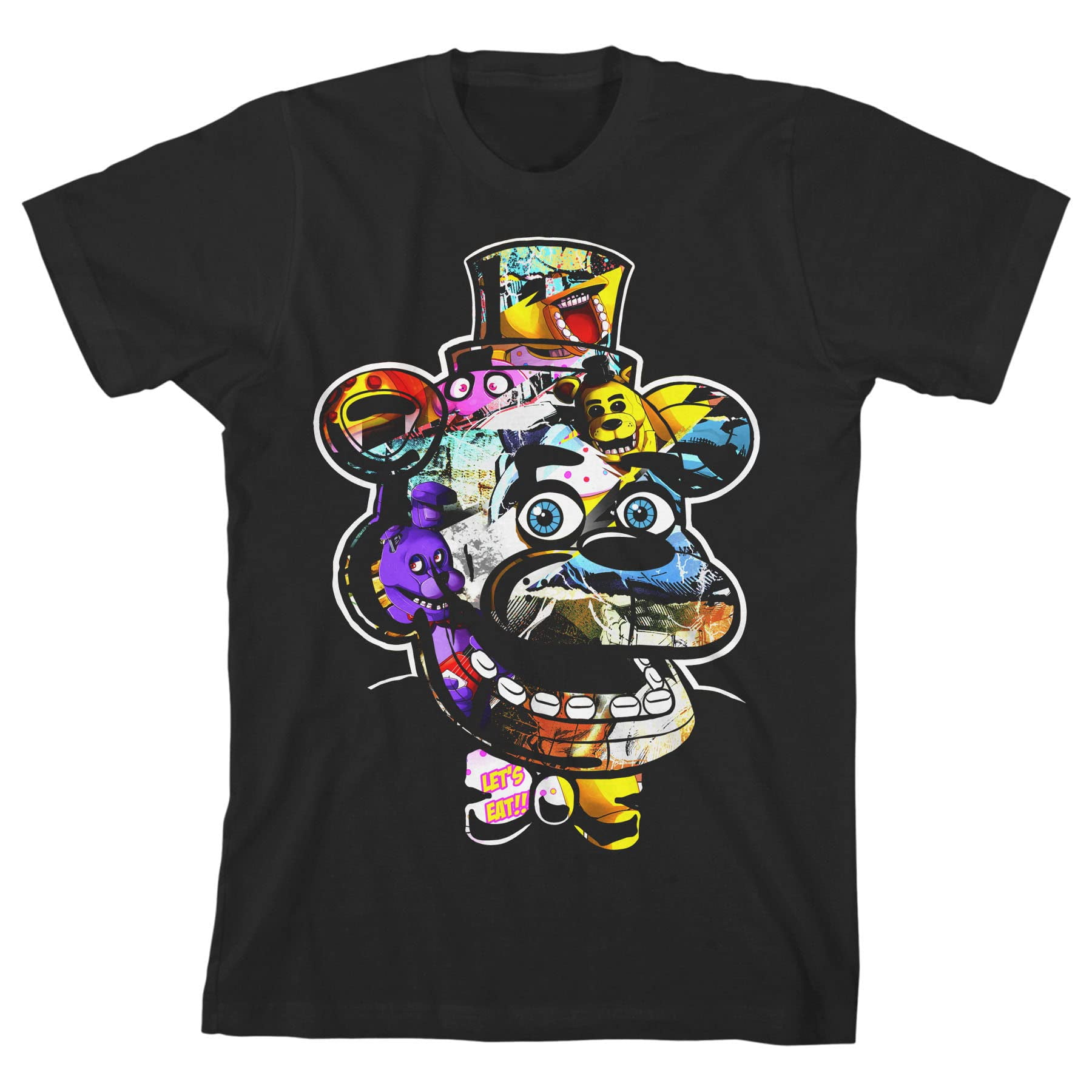 Five Nights at Freddy's Freddy Face Graphics Boys Black T-shirt-Large