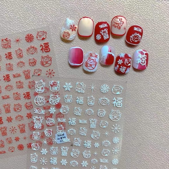 Calcomanías para uñas Dedyel 5D en relieve con diseño de gato