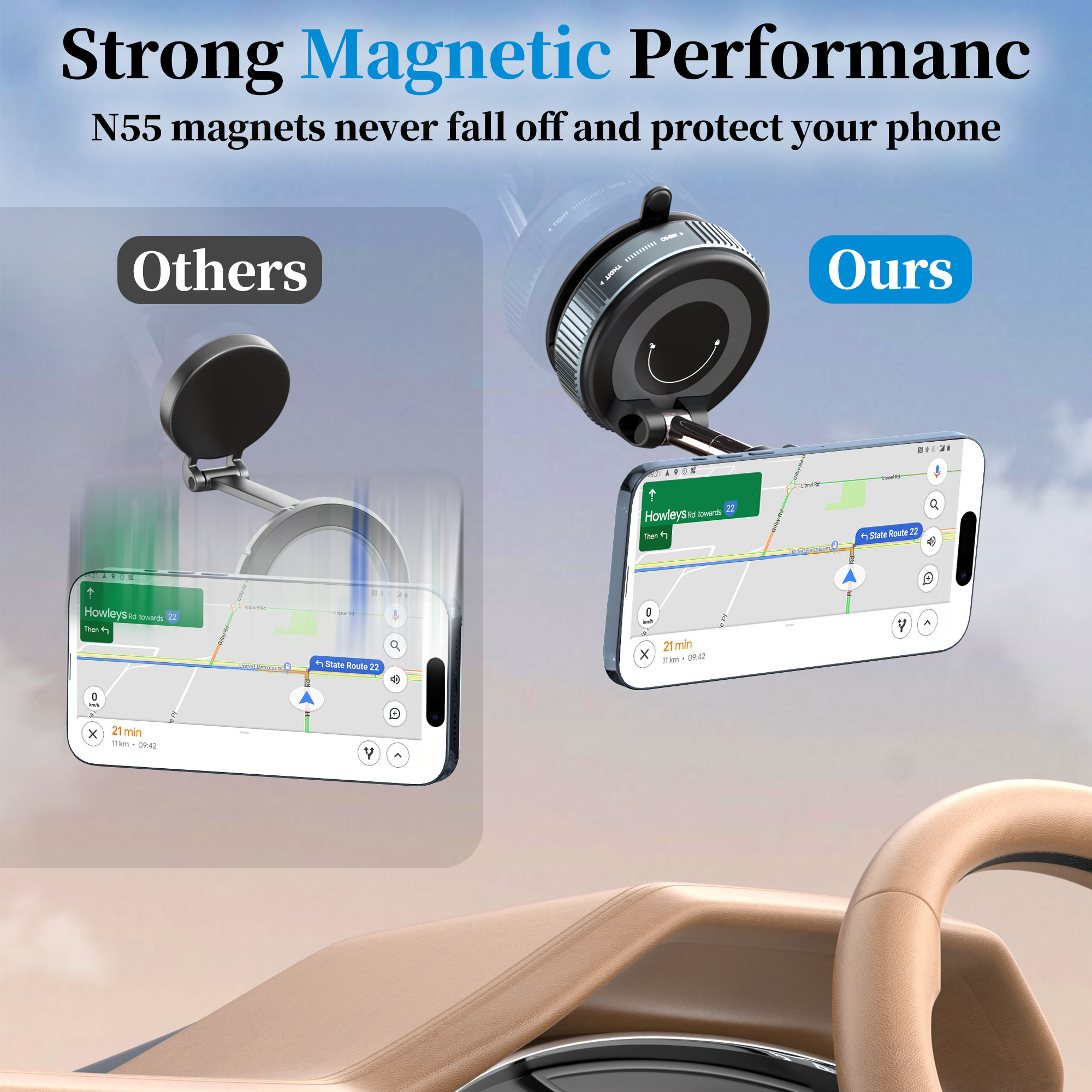 SPORTLINK Magnetic Car Phone Mount, Suction Cup, Black photo 7