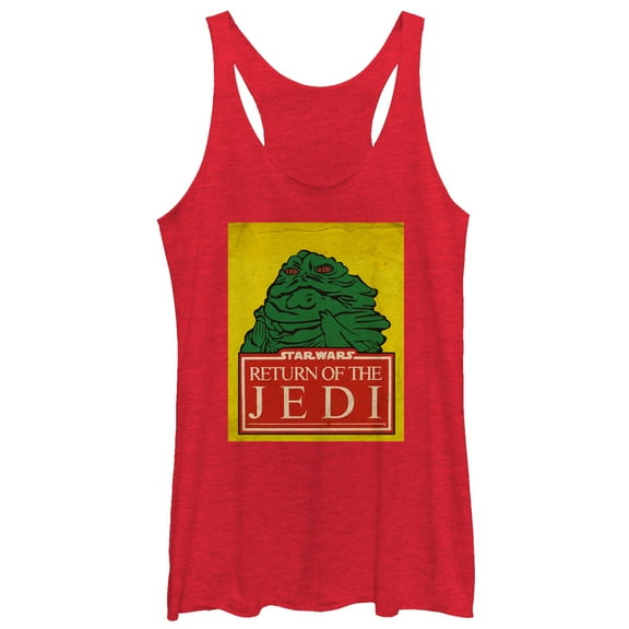 Women's Star Wars Jabba the Hutt Trading Card  Racerback Tank Top Red Heather Medium