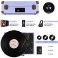 thumbnail image 3 of Tocadiscos de vinilo Retrolife con Bluetooth de 3 velocidades, color morado, 3 of 7