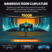 CRUA 49 Inch Ultra-Wide Curved Gaming Monitor | 120Hz | DQHD 5120x1440p | 1500R Curve | AMD FreeSync | Built-in Speakers | Wall Mount | HDMI & DP, Black