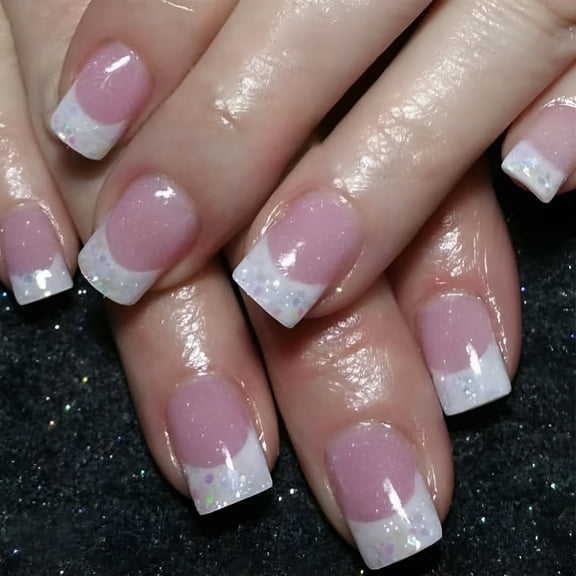 RAGUPEL Medium Square Coffin Press On Nail 24pcs Glossy Artificial Nail Stick on Nail