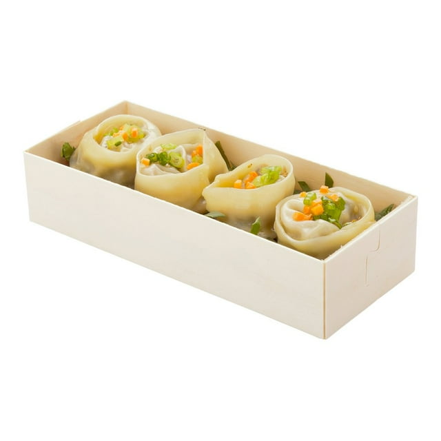 Taipei 18 Ounce Compostable Food Containers, 100 Rectangle Wooden Bento Boxes - Grease Resistant, Long, Natural Poplar Disposable Food Trays, Disposable, For Sushi Or Entrees - Restaurantware