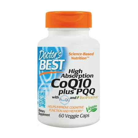 Glutathione Plus 60 Caps Doctor's Best High Absorption CoQ10 plus PQQ, Gluten Free, Naturally Fermented, Vegan, Heart Health and Energy Production, 60 Veggie Caps ()