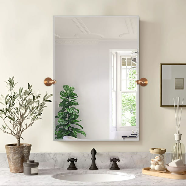 Neutype Tilting Pivot Rectangle Mirror, Rectangular Tilting Frameless Bathroom Mirror