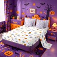 thumbnail image 3 of Homewish Happy Halloween Bat 7pcs Queen Bedding,White Silhouette Tiny Pattern Bedding Comforter Set Queen,Light Lavender,Halloween Reversible, 3 of 8