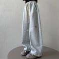 thumbnail image 5 of UACY Girls Floral Print Sweatpants Fall Casual Cute Soft Fleece Wide Leg Joggers Teen Fashion Baggy Straight Track Pants, 5 of 8