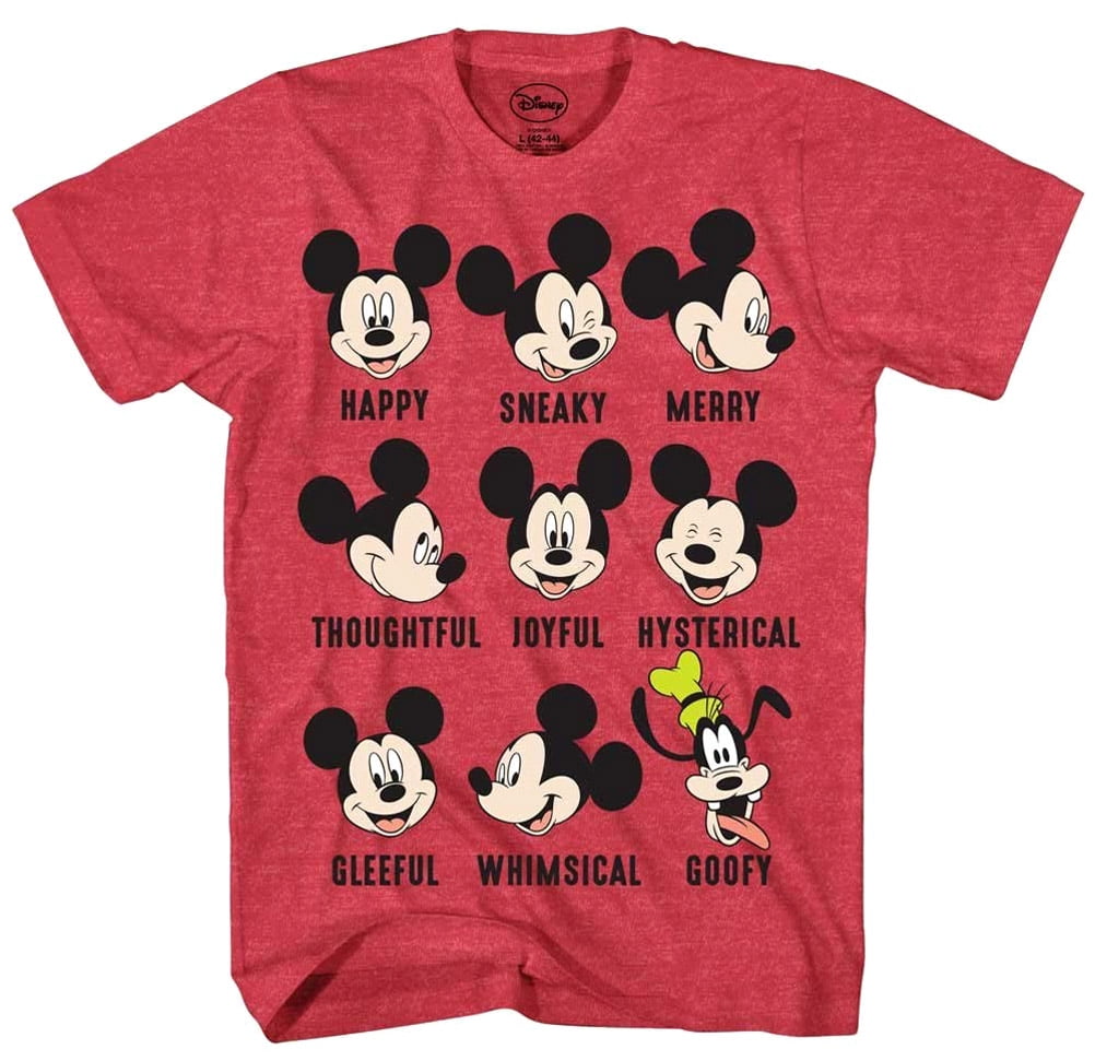 Disney Men's Mickey Mouse Goofy Expressions Adult TShirt (Medium
