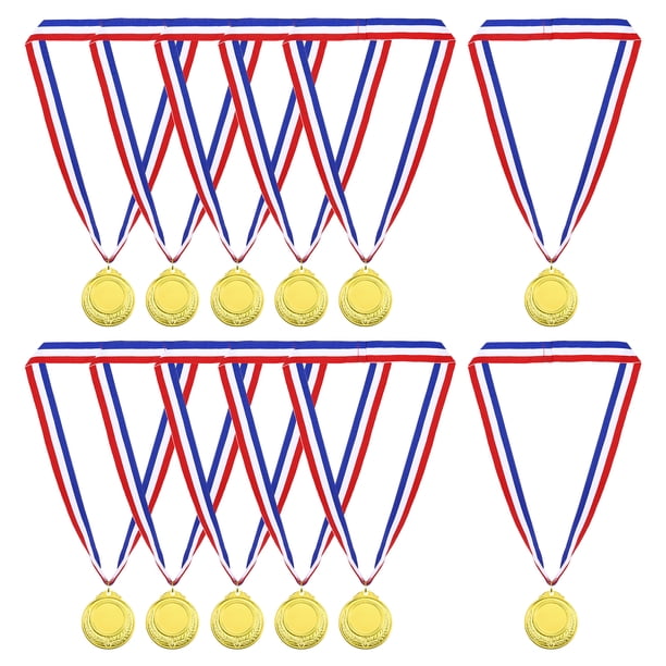Medallas de Oro Uxcell, Medallas de Ganador en Blanco con Cinta al Cuello, Doradas 12Pcs