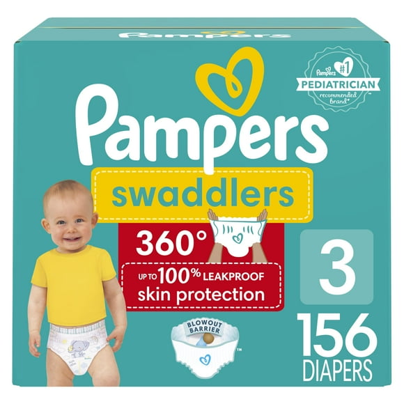 Pañales Pampers Swaddlers 360, talla 3, 156 unidades, un mes