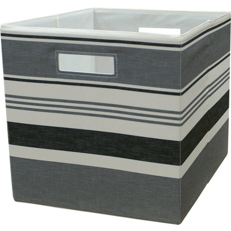 Better Homes & Gardens 12.75" Fabric Cube Storage Bin, Black Stripe