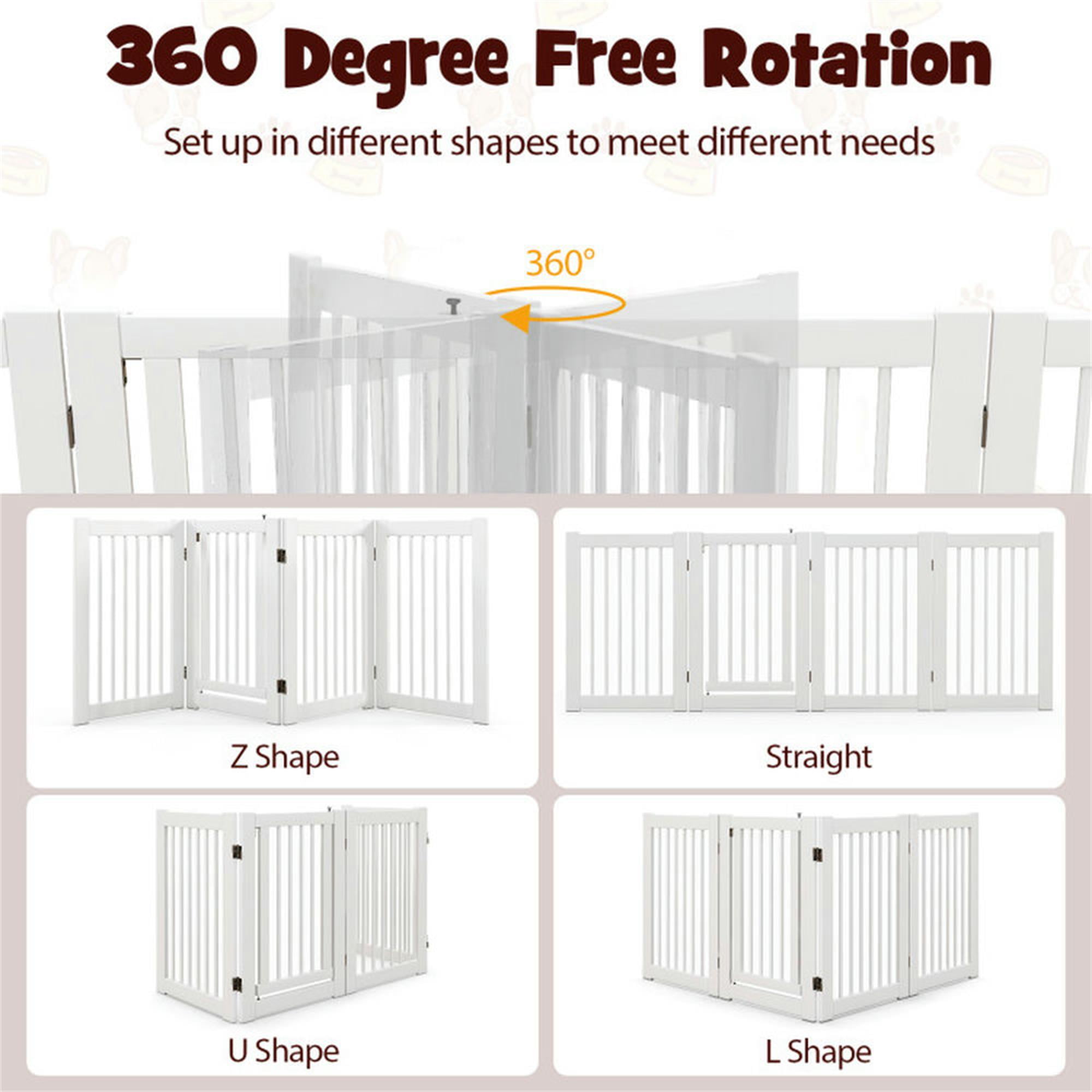 Pefilos 30" Tall 4-Panel Freestanding Pet Gate for Stairs, Folding Wood Dog Fence, White Pefilos 30" Tall 4-Panel Freestanding Pet Gate for Stairs, Folding Wood Dog Fence, White