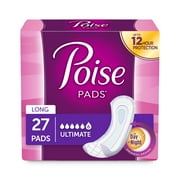 Poise Postpartum Incontinence Pads for Women, Ultimate Absorbency, Long