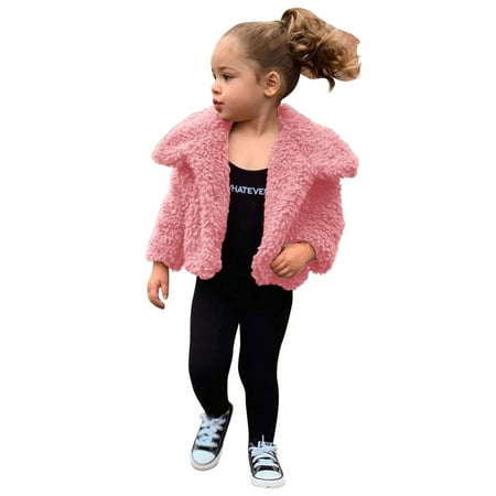 

LBECLEY Girl Jacket Toddler Kids Baby Girls Boys Jacket Fall Winter Solid Cardigans Fuzzy Lightweight Jackets Warm Coats Outerwear Girls Coat Stand Pink 80