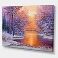 thumbnail image 3 of Designart ' Winter Landscape With Bridge Over The River ' Traditional Canvas Wall Art Print, 3 of 4