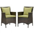 thumbnail image 1 of Modway Conduit 17" Rattan Patio Dining Armchair in Brown/Peridot (Set of 2), 1 of 3