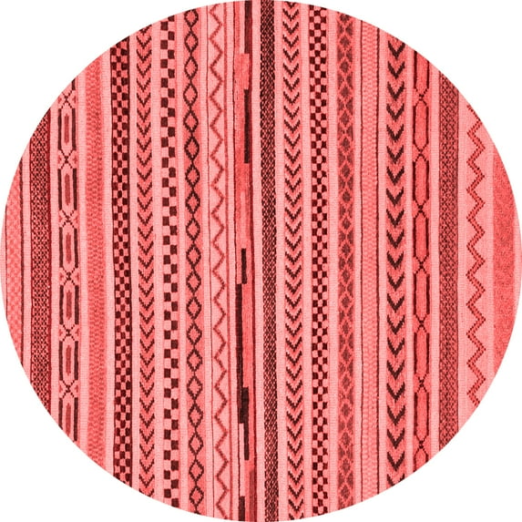 Ahgly Company Indoor Round Abstract Red Modern Area Rugs, 5' Round