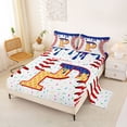 thumbnail image 2 of Erosebridal Kids Baseball Gaming Full Size Sheets, Cartoon Initial P Bed Sheets, 4 Pieces, 2 of 5