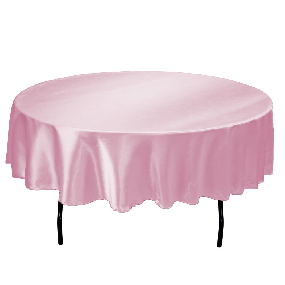 70 in. Round Satin Tablecloth Pink