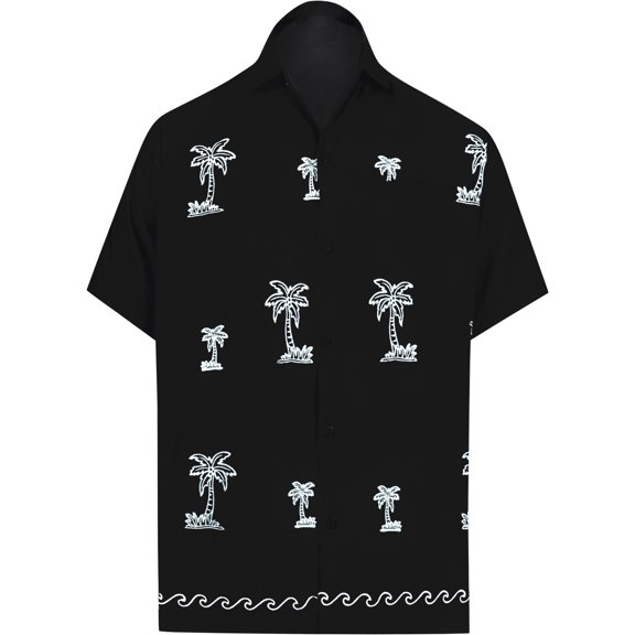 HAPPY BAY Men's Hawaiian Shirt Fashion Button Down Short Sleeves Holidays Aloha Party Casual Tops Summer Beaches Shirts for Mens XS Coal, Solid