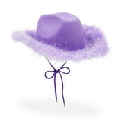 Purple Feather Cowboy Hat for Men & Women Adult Costume, Cowgirl Bachelorette & Birthday Party Head Accessories