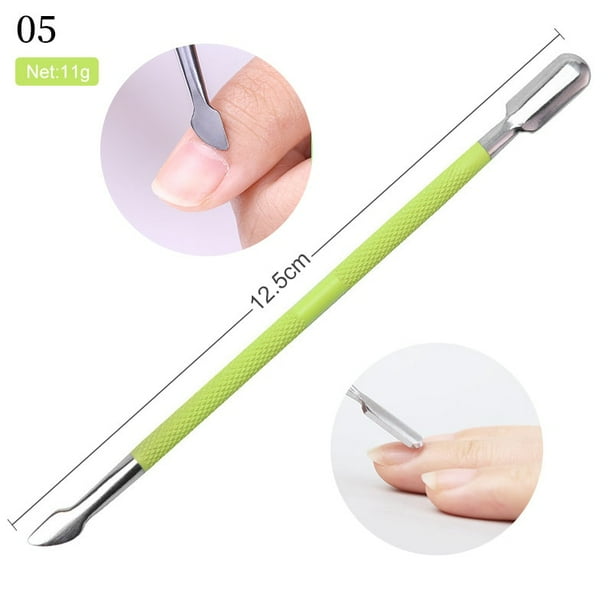Empujador de cutículas de acero inoxidable de doble punta, removedor de piel muerta para pedicura, manicura, herramienta de cuidado de uñas, 1 Uds. zhangmengya LED