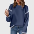 thumbnail image 2 of Kogui Chandails pour Femmes Automne Chandails pour Femmes Col Rond Tricot Torsadé Chandail Manches Longues Hauts Automne pour Femmes 2025 (Bleu, m), 2 of 4