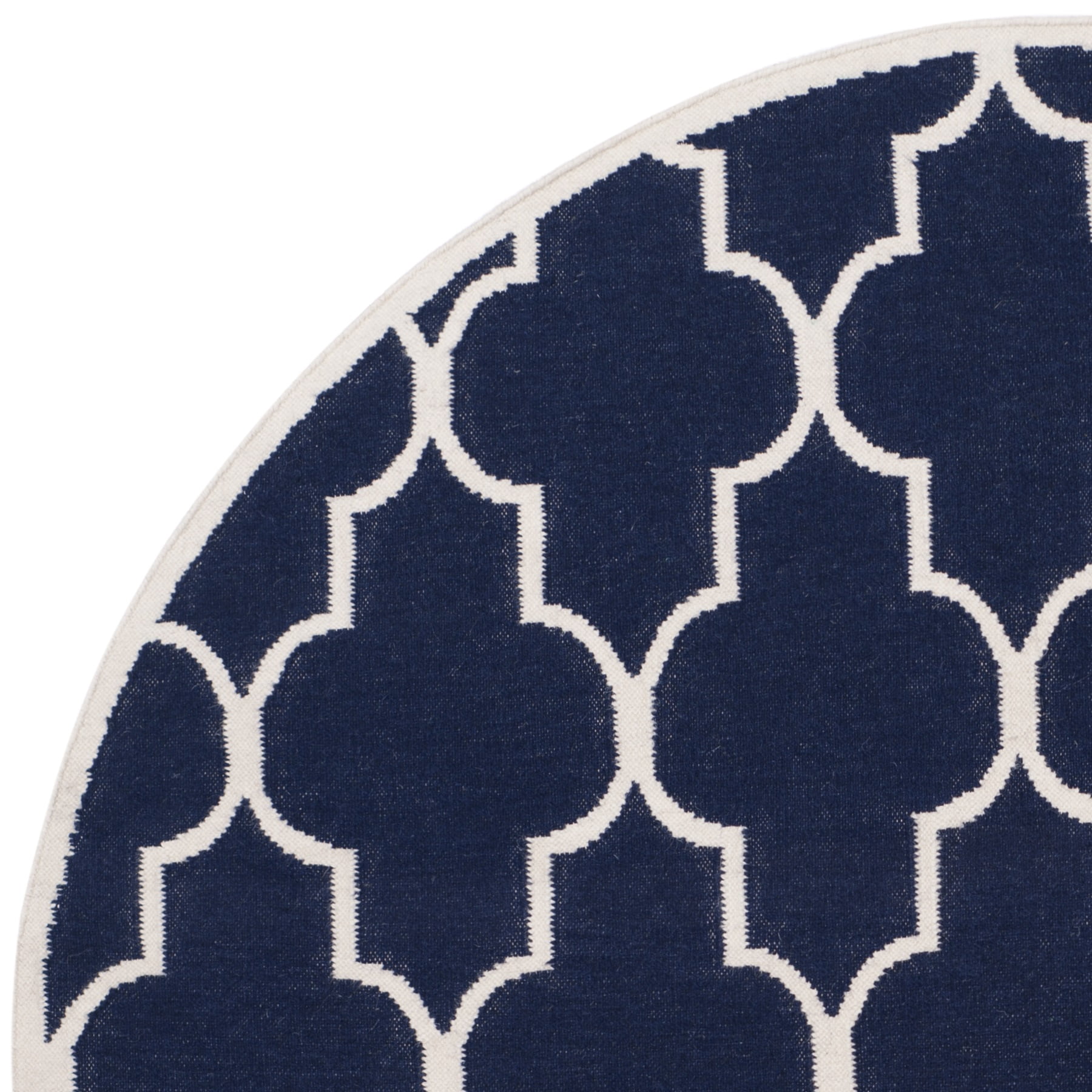 SAFAVIEH Dhurries Toby Geometric Area Rug, Navy/Ivory, 6' x 6' Round