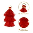 thumbnail image 3 of 10Pcs Mini Borlas Tri-Layered de 1.6" Charm de Bolsa Bohemio para Proyectos DIY (Rojo), 3 of 7