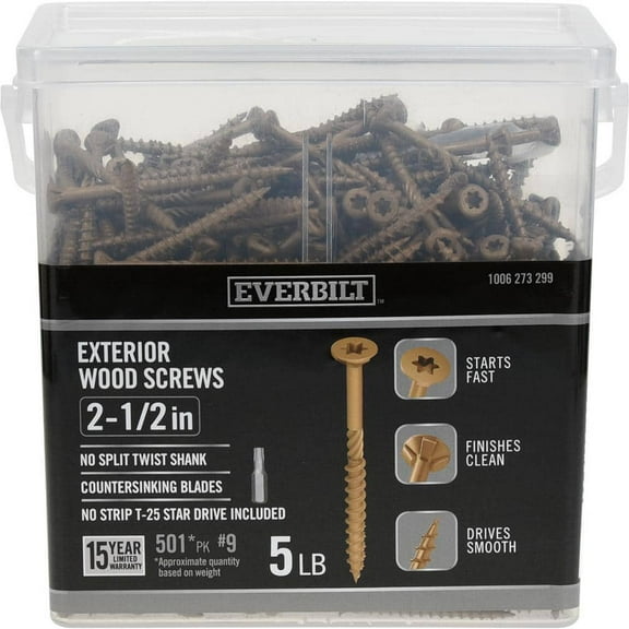 #9 x 2-1/2 in. Star Drive Flat Head Exterior Wood Screws 5 lbs.-Box (501-Piece)