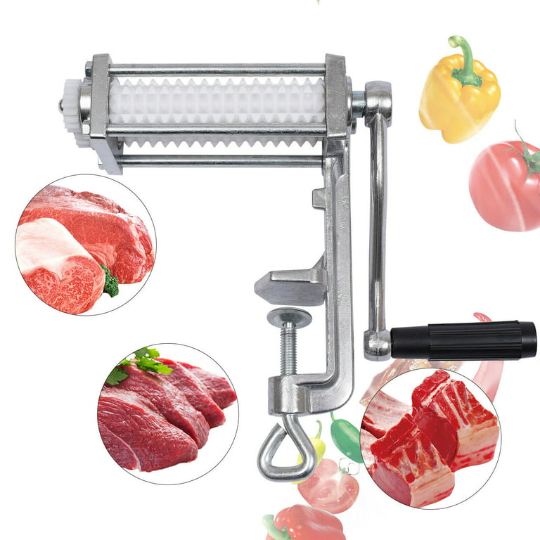 Yiyibyus Manual Meat Tenderizer Tool 2 Rollers Meat Grinder Cuber Steak Machine Stainless Steel, Size: 7.1, Silver