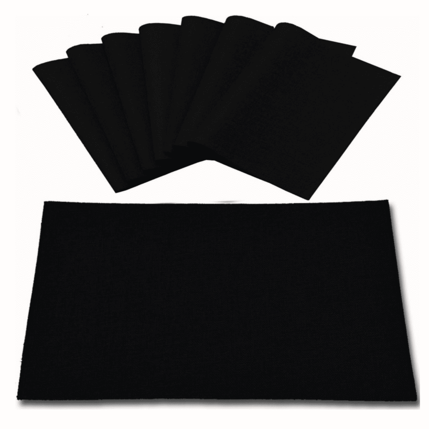Cloth Placemats Set of 8, Linen Type Fabric Placemats Mac Placemats Heat Resistant Placemats Wrinkle Free Thick Polyester Kitchen Place Mats for Dining Table (Black)