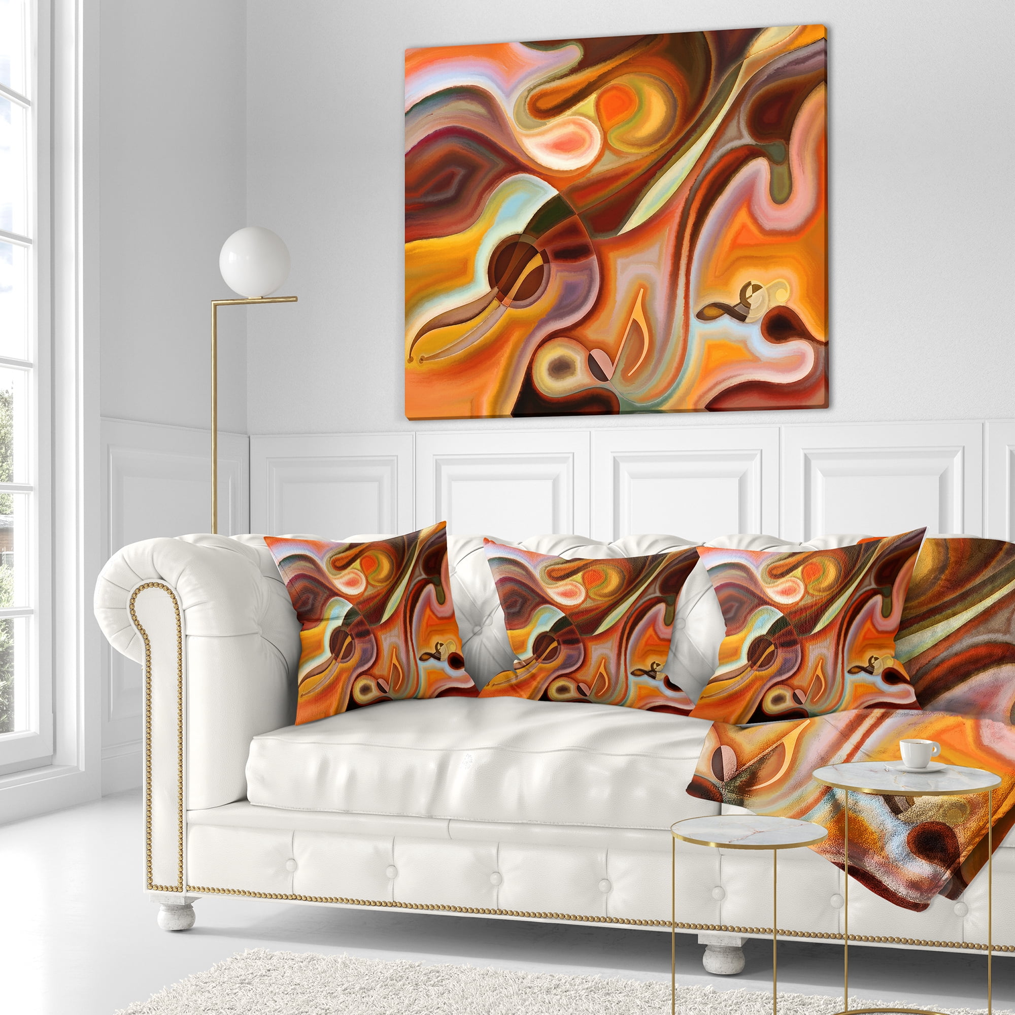 Designart Music Dreams - Abstract Throw Pillow - 16x16