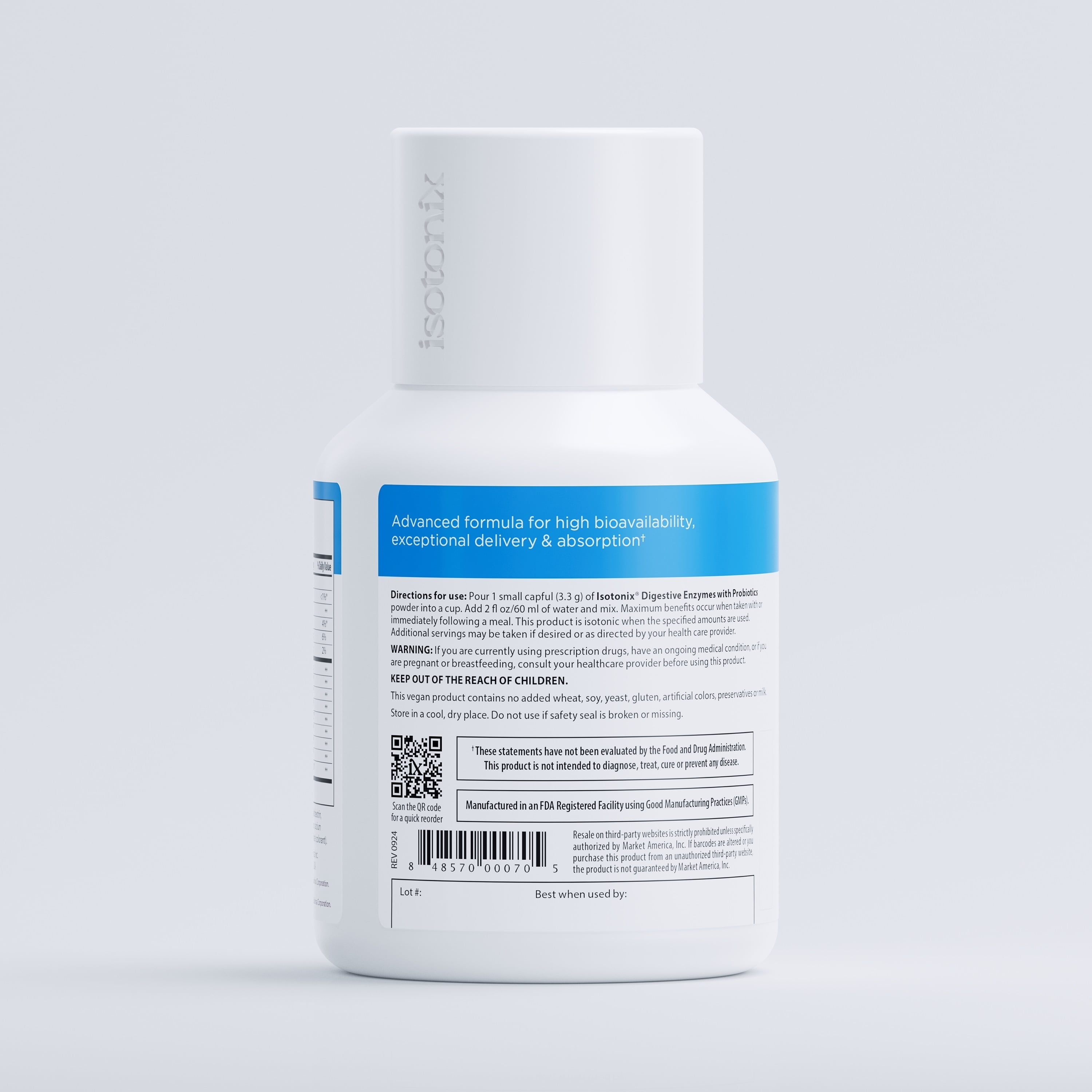 Isotonix Digestive Enzymes with Probiotics: Advanced Digestive Support, Nutrient Absorption, Healthy Cholesterol & Skin with DigeZyme & Lactospore – Isotonic Drink Mix, 90 Servings.