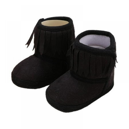 

GYRATEDREAM Infant Baby Girls Boys Tassel Plush Non-Slip Prewalker Outdoor Warm Snow Boots 0-18 Months