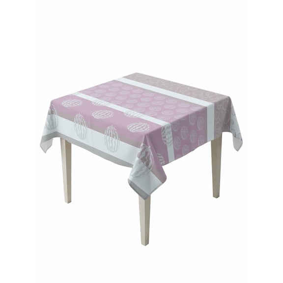 Farm Fruits Table Cloth, Waterproof Tablecloth for Square Tables, Watermelon Lemons Peach Pink Grey Striped Reusable Washable Fabric Table Cover for Restaurant Kitchen Dining Tables 54"x54"