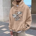 thumbnail image 2 of Men's Floral Print Casual Graphic Hoodies Drawstring Long Sleeve Pullover Sweatshirt, 2 of 5
