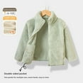 thumbnail image 5 of GYRATEDREAM Toddler Boys Girls Fleece Jacket Baby Autumn Winter Solid Thickened Zipper Long Sleeve Stand Collar Coat Kids Warm Coral Velvet Outwear Light Green for 12M-15T, 5 of 8