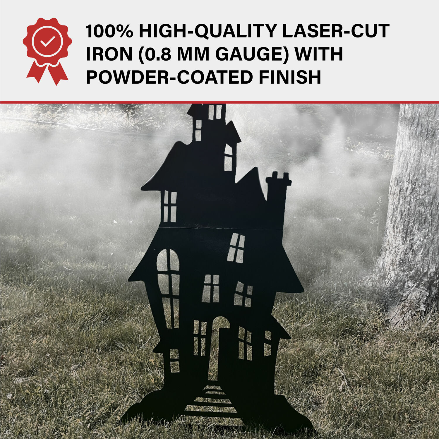 Haunted Hill Farm Haunted House Iron Halloween Silhouette