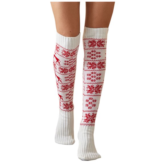 Harpily Solid Color Socks Thick Coil Terry Thermal Knee Thigh High Christmas Warm Knit Socks for Indoor Outdoor Winter Multi-Scene Use
