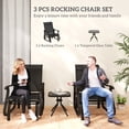 thumbnail image 3 of 3PCs Black Gliding Rocking Chair Set with Bistro Table for Patio, Garden & Balcony - Outdoor Seating with Mesh Fabric & Steel Frame - 38.2" H, 3 of 7