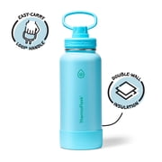 ThermoFlask 32 oz Double Wall Vacuum Insulated Stainless Steel Water Bottle with Chug Spout Lid, Vivid Blue