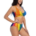 thumbnail image 2 of Daiia Rainbow Colored Women's Bikini Set Two Piece Swimsuit High Waisted Bikini Adjustable Straps Bikini Perfect for Beach, Pool, and Summer Vacation-Medium, 2 of 9