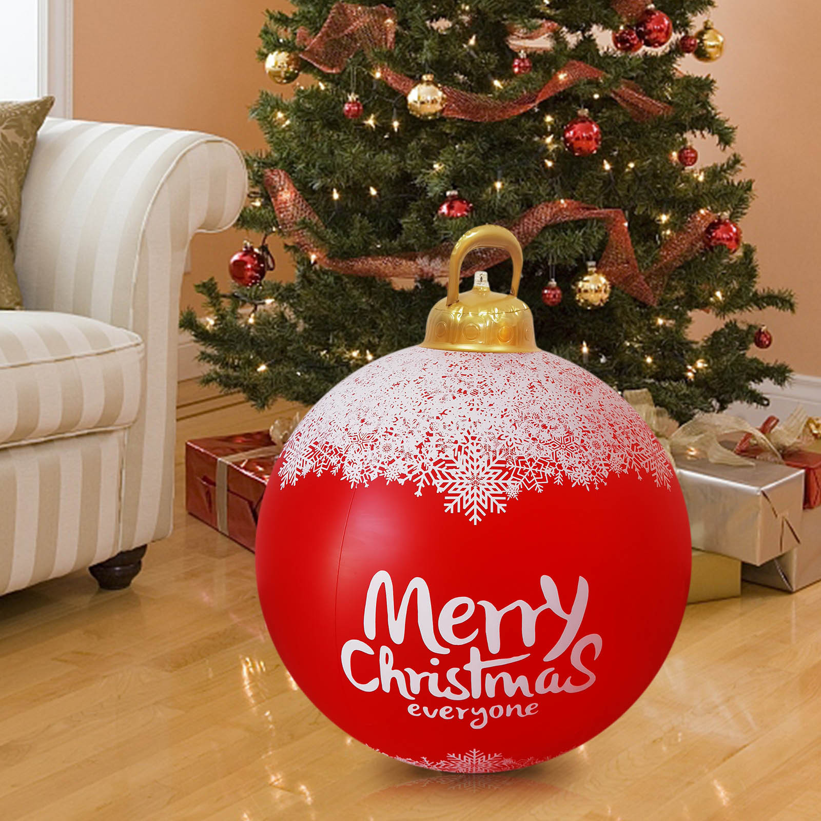AURIGATE 24 Inch Giant PVC Inflatable Christmas Decorated Ball ...