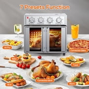 PlumChef 26QT Large capacity French Double-Door Air Fryer Convection Toaster Oven, 1700W,7 Preset Menus,7-in-1 Multi-Function for Bake, Roast, Grill, Toast, Dehydrate Defrost, Stainless Steel